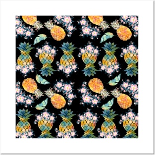 Tropical Midnight Flowering Pineapple Posters and Art